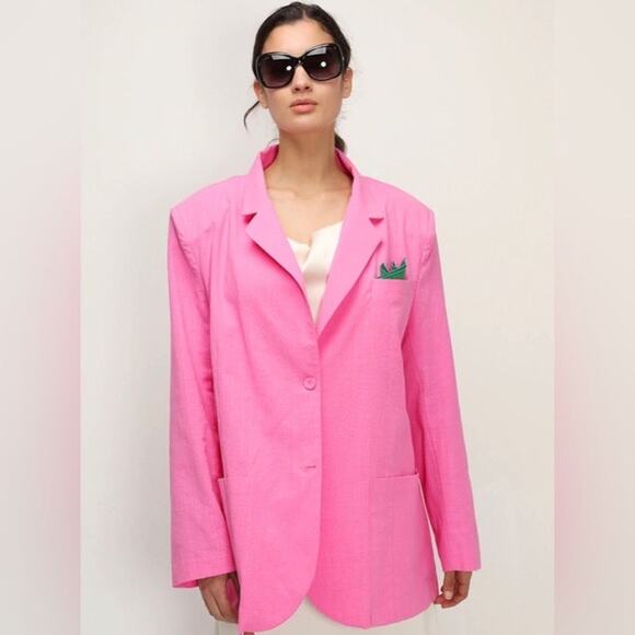 Storets Brianna Pink Oversized Blazer Jacket Size Medium - Picture 2 of 16